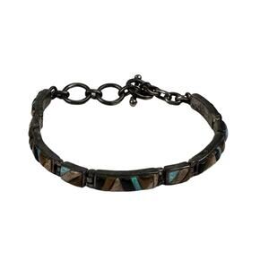 White Rock Southwestern Multi Stone Sterling Silver Bracelet